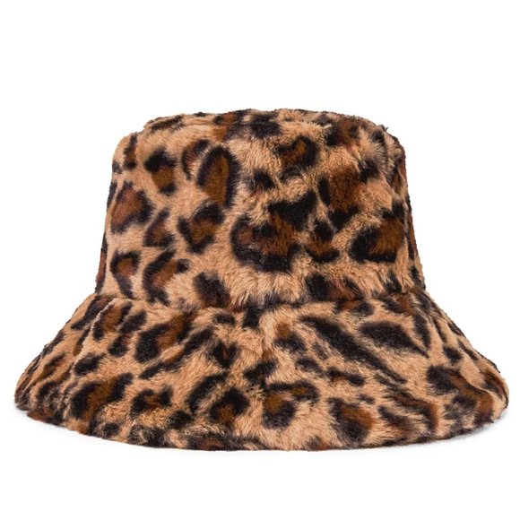 Anaya Leopard Print Bucket Faux Fur Hat - Picture 1 of 4